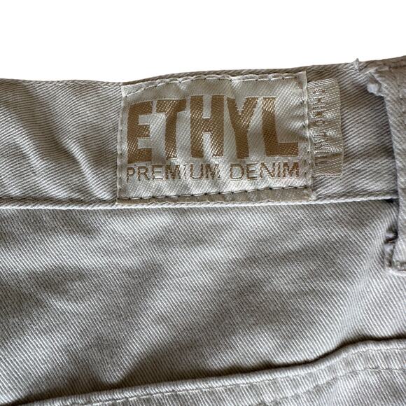 Ethyl Premium Khaki Straight Jeans SIZE 7 Classic Rigid Vanillagirl Monochrome - Picture 5 of 7